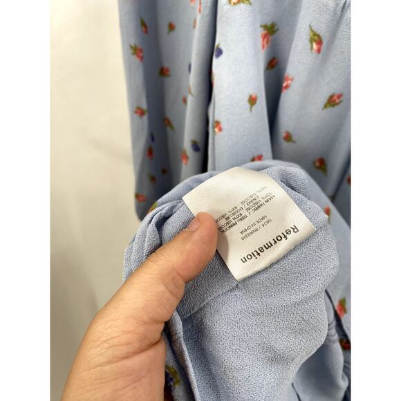 Reformation blue floral mini Cammi dress - Picture 7 of 9